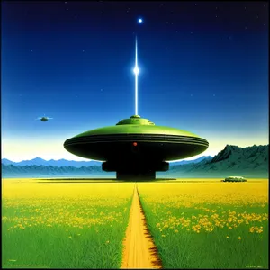 Serene Sunny Sky Over Vast Green Meadow