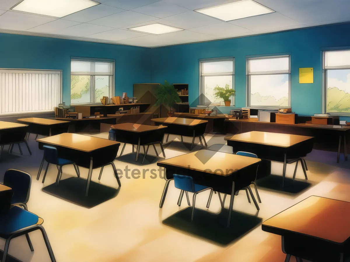 Picture of Modern restaurant interior design with wooden chairs and tables