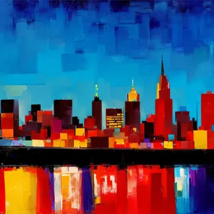 Vibrant City Nights: A Colorful Crayon Skyline