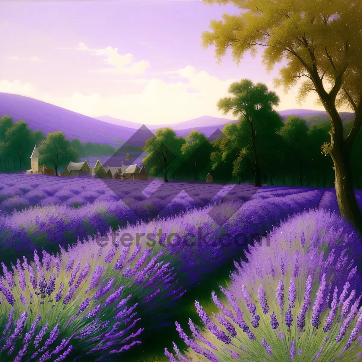 Picture of Lavender Artichoke in Vibrant Flower Field