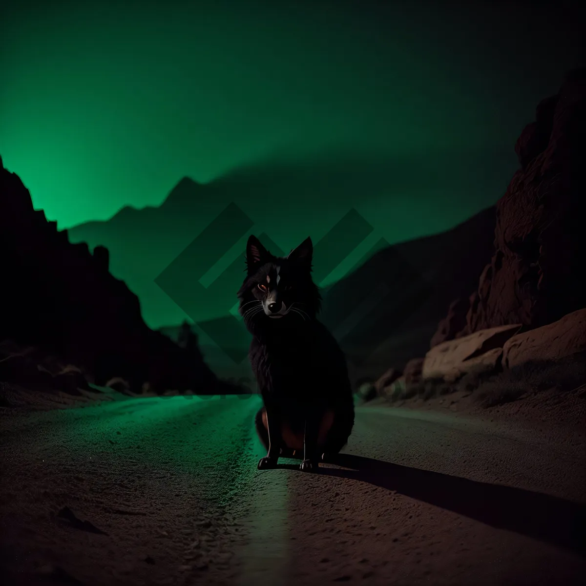 Picture of Adorable Black Fur Watchdog with Whiskers