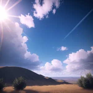 Sunny Meadow Horizon Over Countryside Landscape