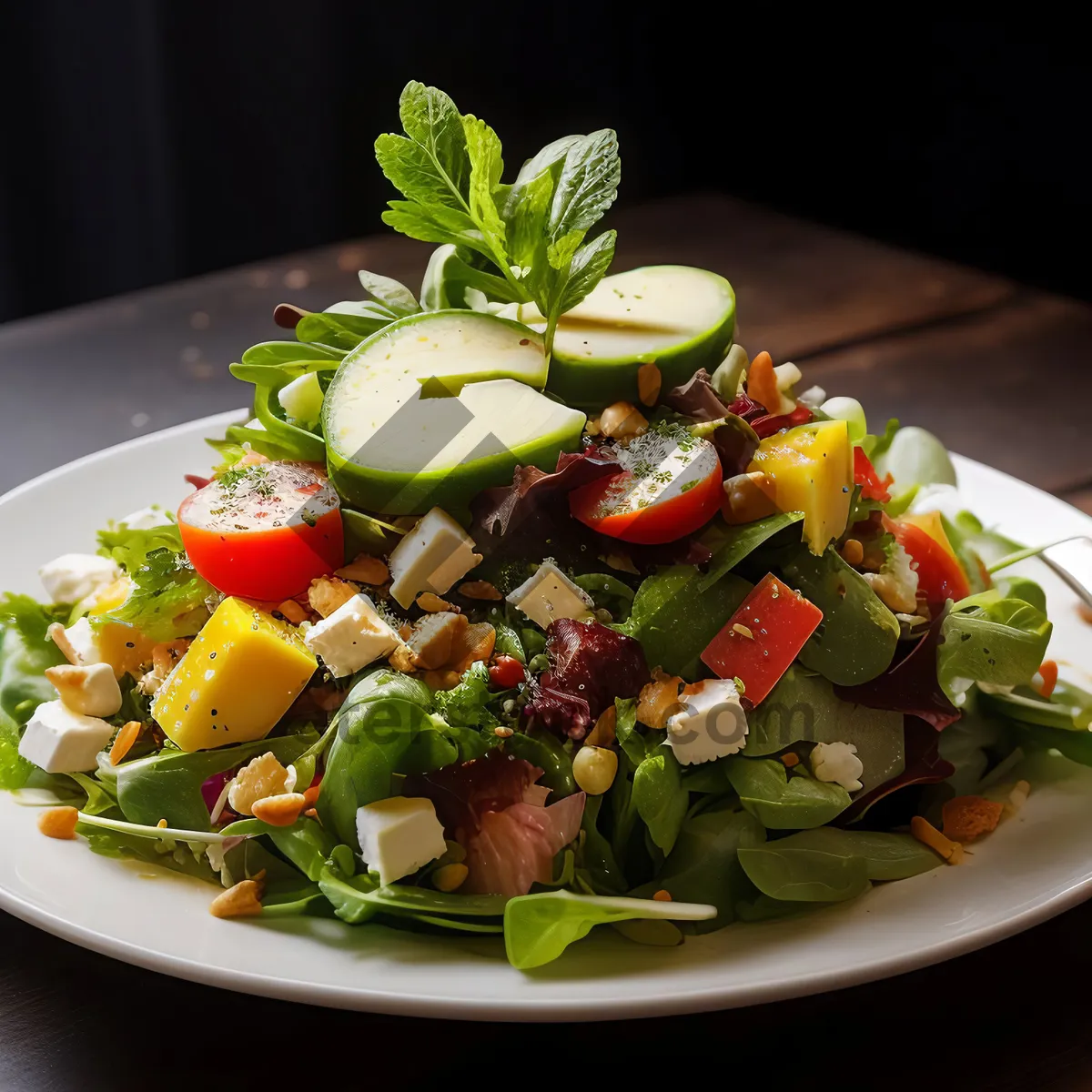 Picture of Fresh and Healthy Vegetable Plate with Delicious Cheese