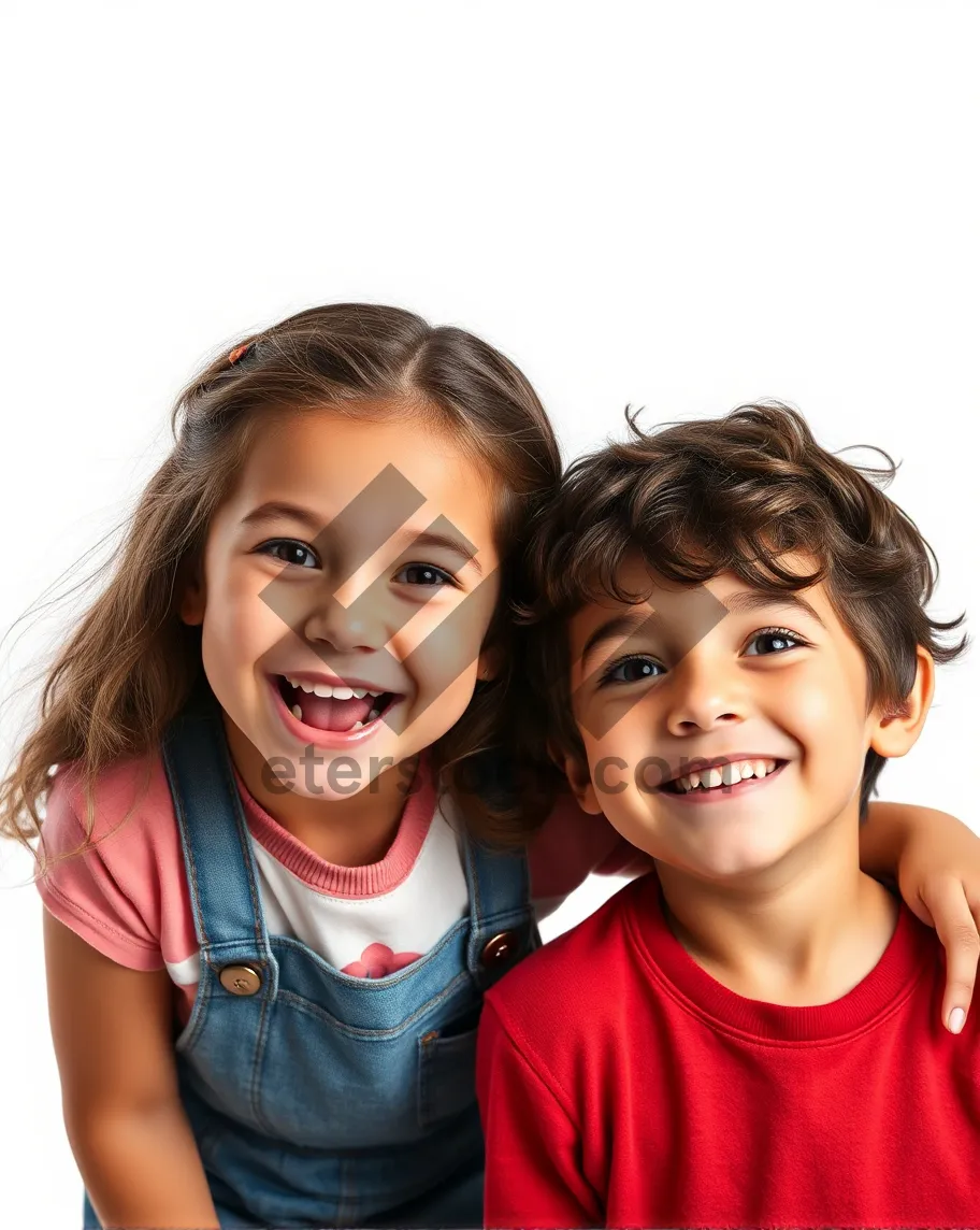 Picture of Happy family with children smiling together in portrait.