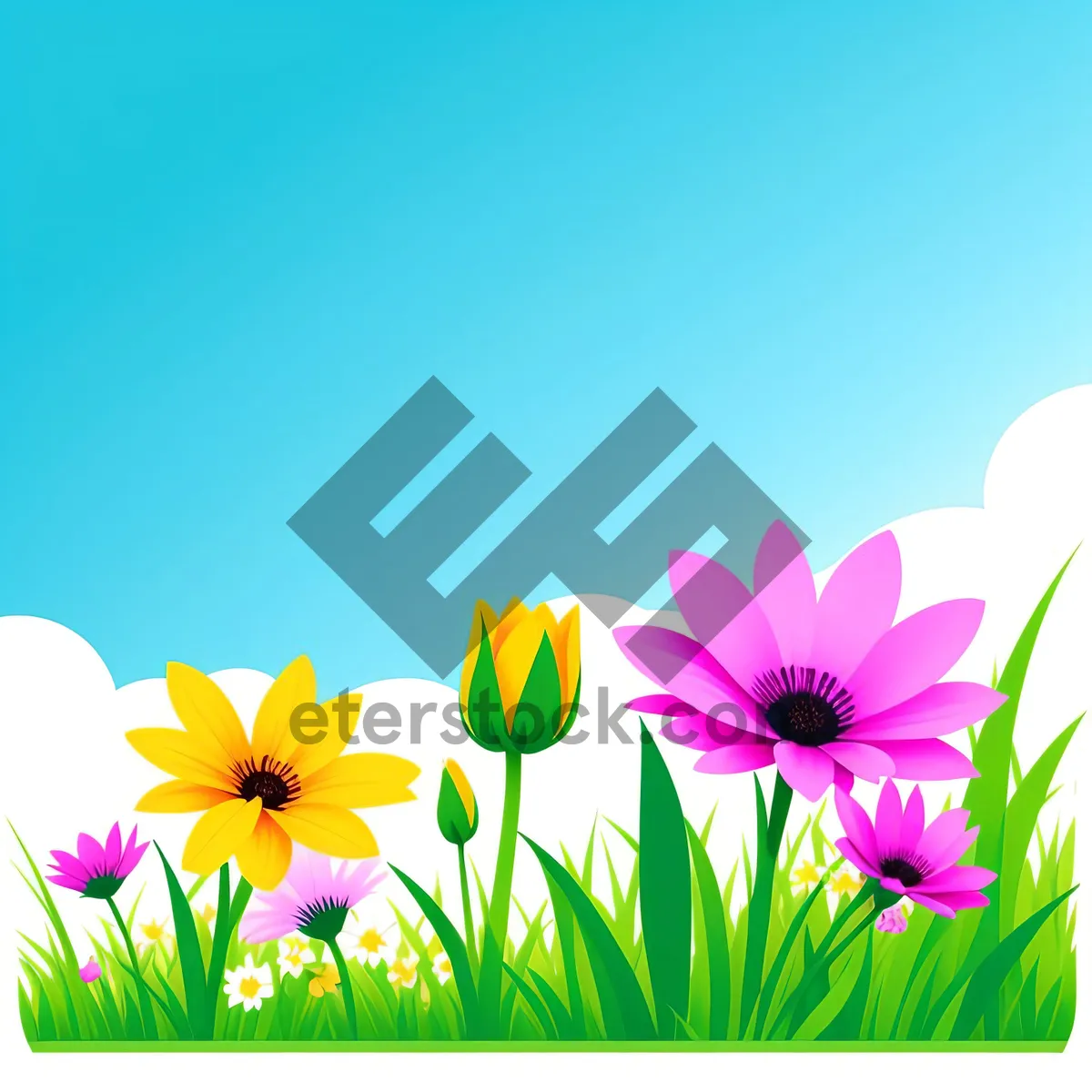 Picture of Floral Tulip Icon Set for Summer Decoration