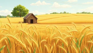 Golden Wheat Field Under Summer Sky