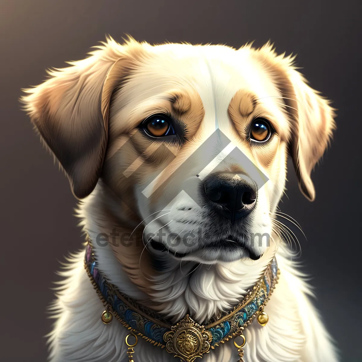Picture of Adorable Golden Retriever Puppy in Studio Portrait