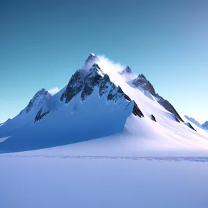 Majestic Winter Wonderland: Glacier Peak in Snowy Mountain Landscape