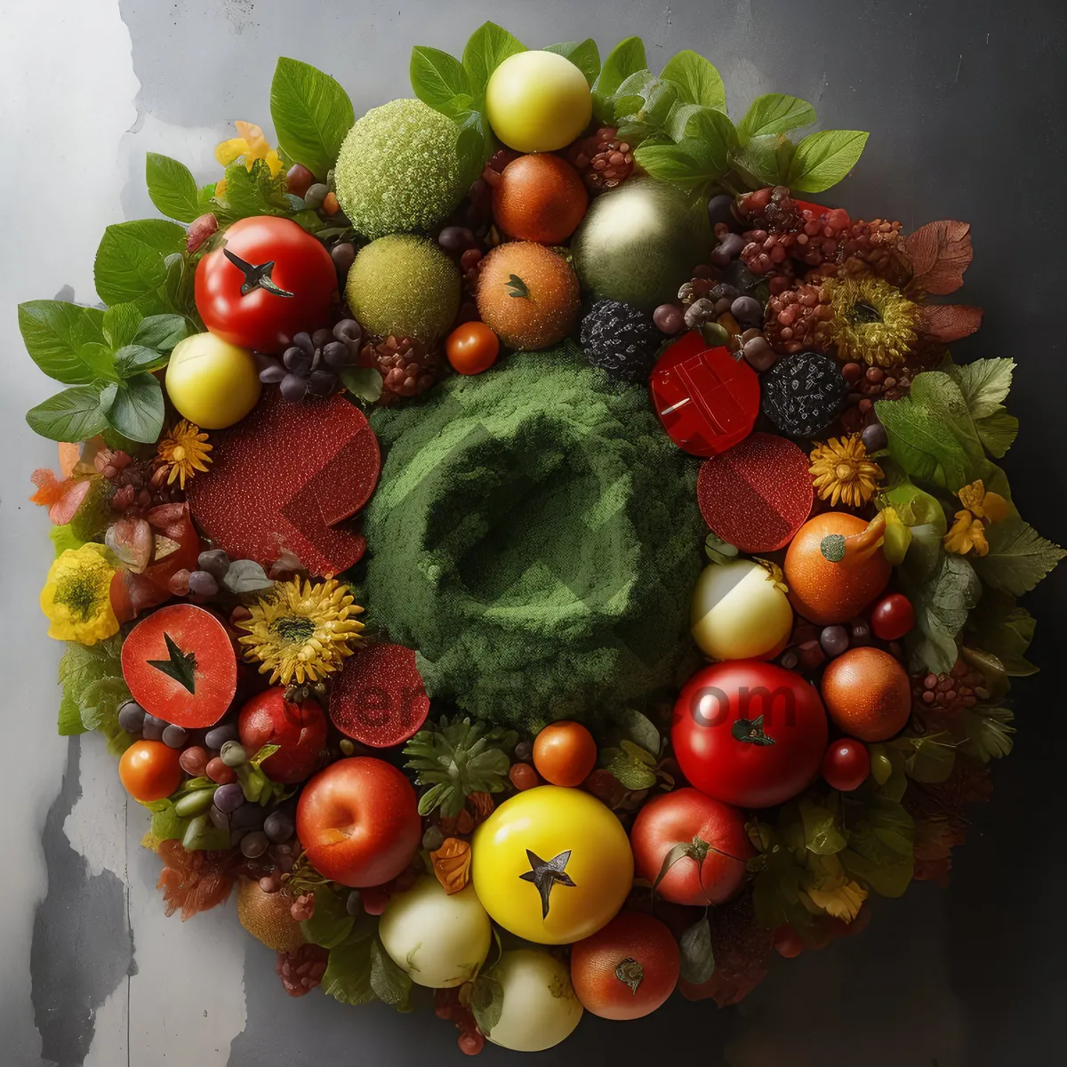 Picture of Colorful and Fresh Fruit and Vegetable Market Display