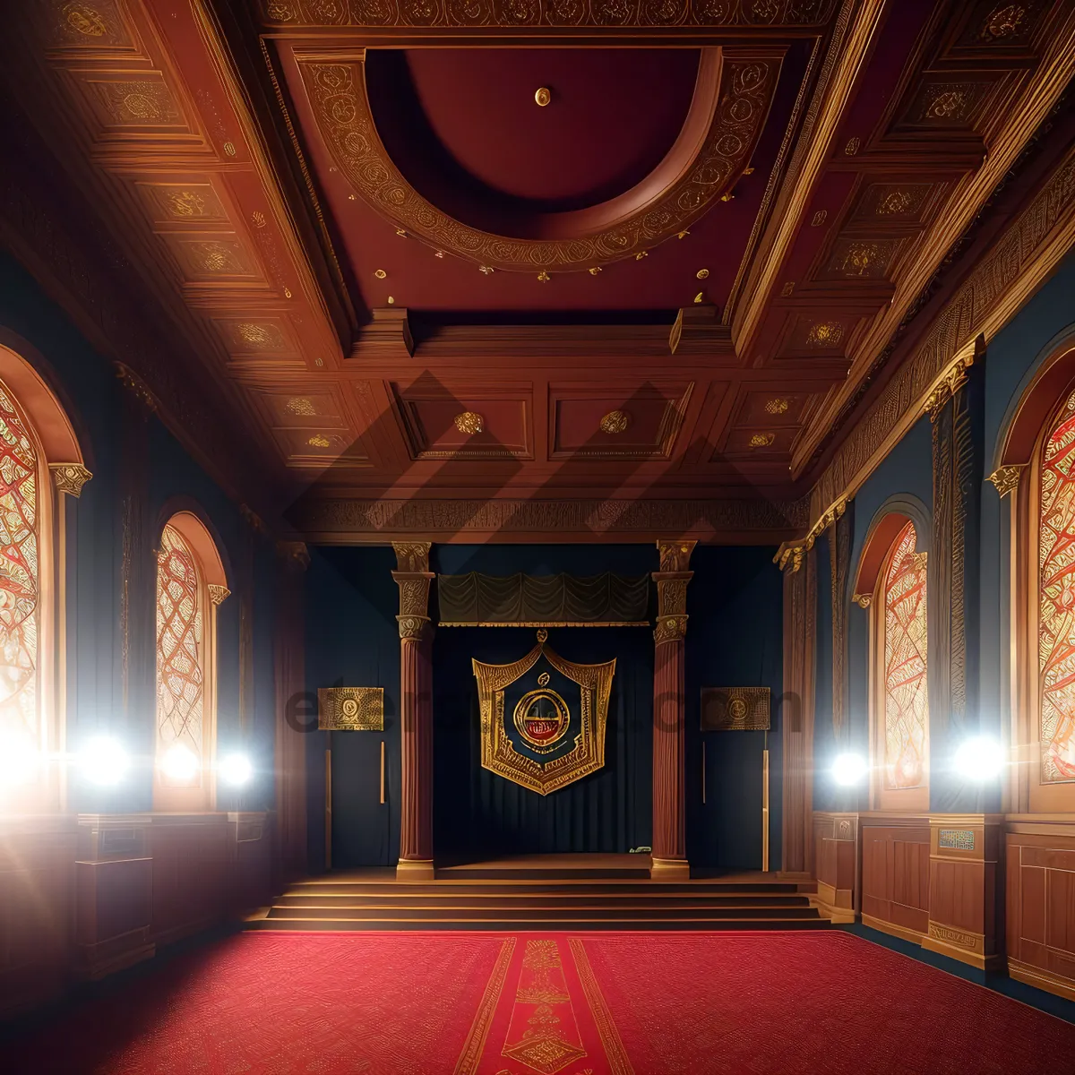 Picture of Historic Theater Interior with Ornate Curtain