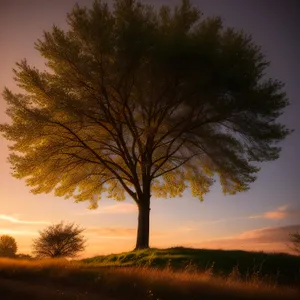 Autumn Sunset in a Serene Forest