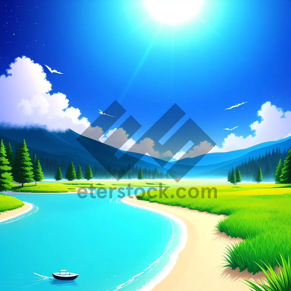 Picture of Vibrant Summer Landscape under a Blue Sky