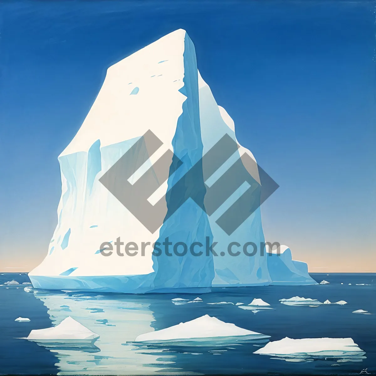 Picture of Snowy Skyline: Majestic Iceberg Amidst Serene Seas