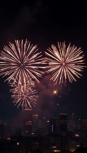 Colorful fireworks display lighting up the night sky