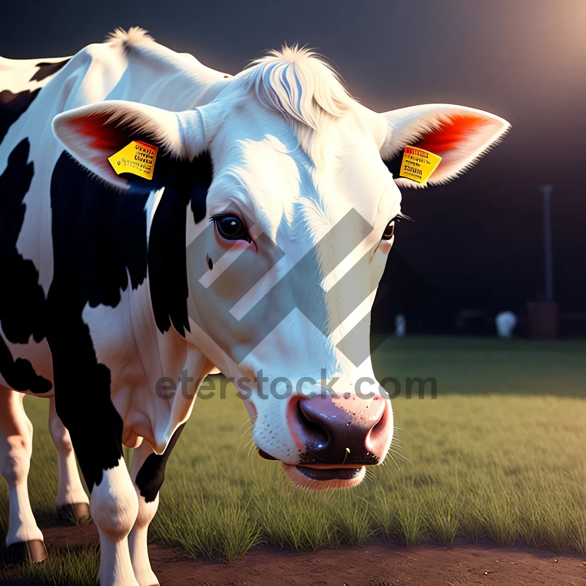 Picture of Farm Cow Grazing in Rural Pasture
