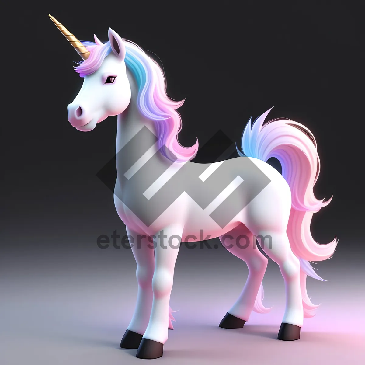 Picture of Cute 3D Cartoon Horse in Ranch