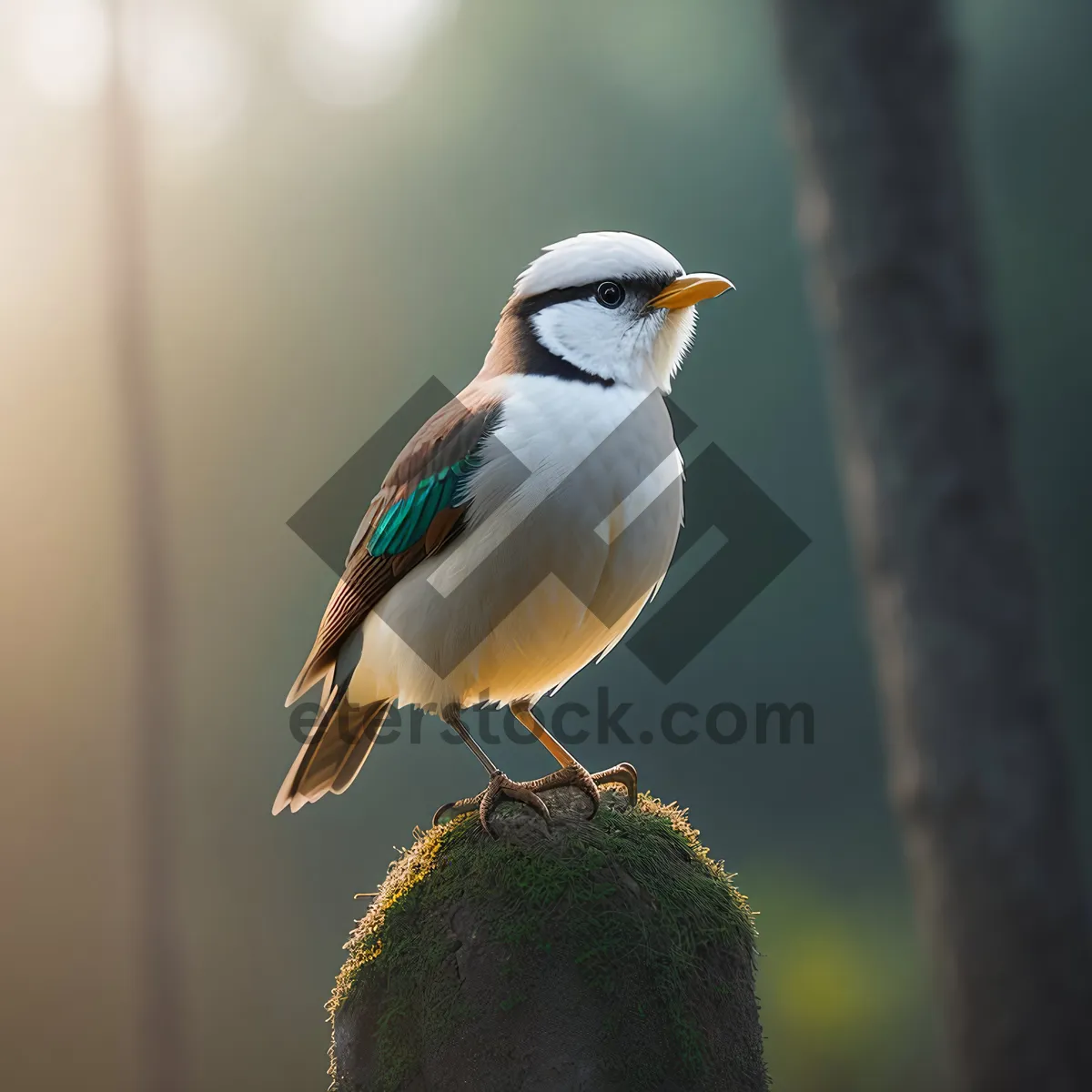 Picture of Stunning Starling With Vibrant Feathers Perched in Garden