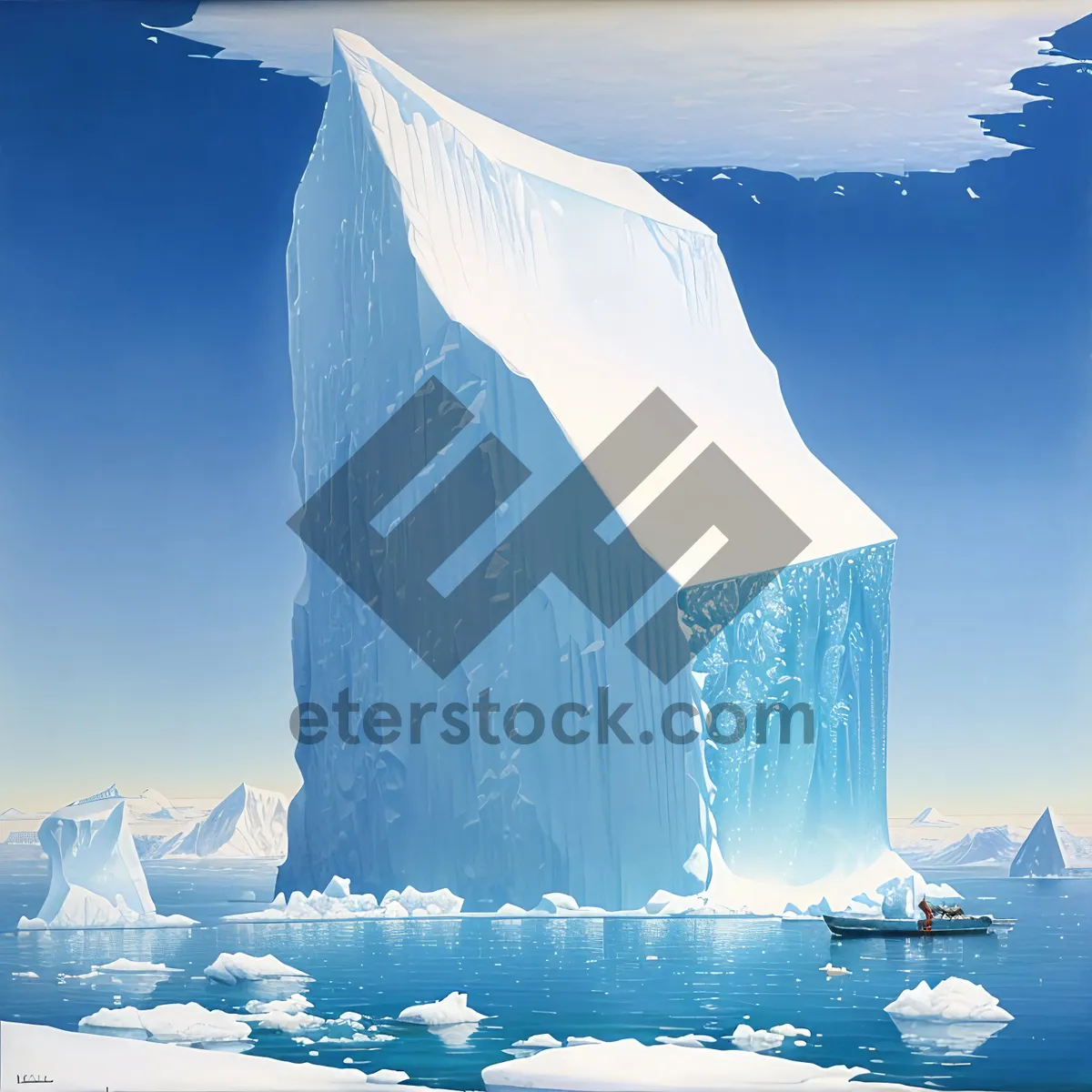 Picture of Frozen Arctic Glacier in the Snowy Landscape.