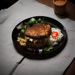 Grilled steak with fresh vegetable salad plate.