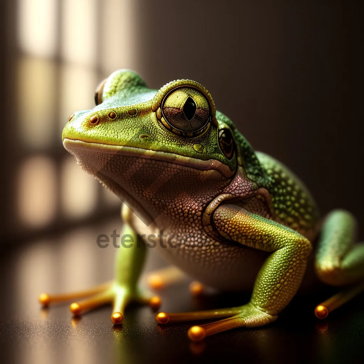 Picture of Colorful Eyed Frog Peeking Through Green Foliage