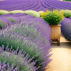 Colorful Lavender Field in Rural Countryside
