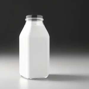 Refreshing Milk in Transparent Glass Bottle
