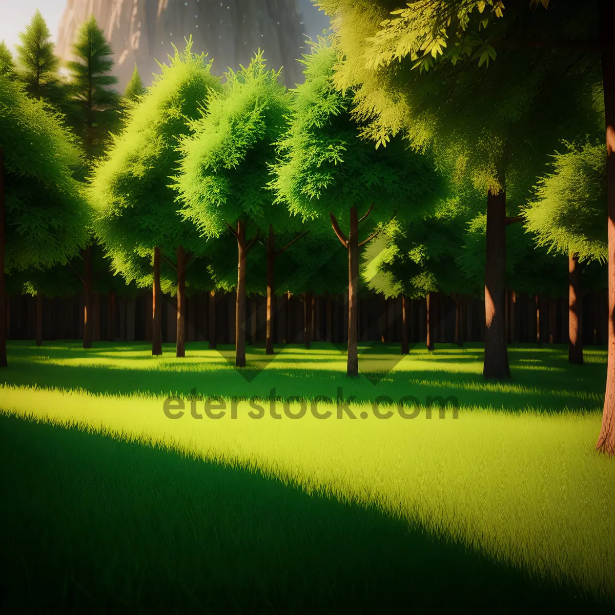 Picture of Serene Summer Meadow with Willow Trees