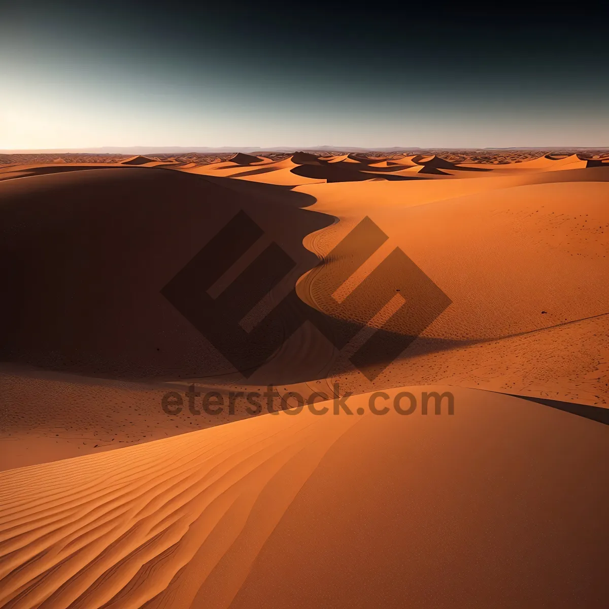 Picture of Sizzling Sands: A Sun-kissed Desert Landscape at Sunset