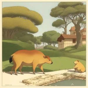 Adorable Piggy Bank on Grass