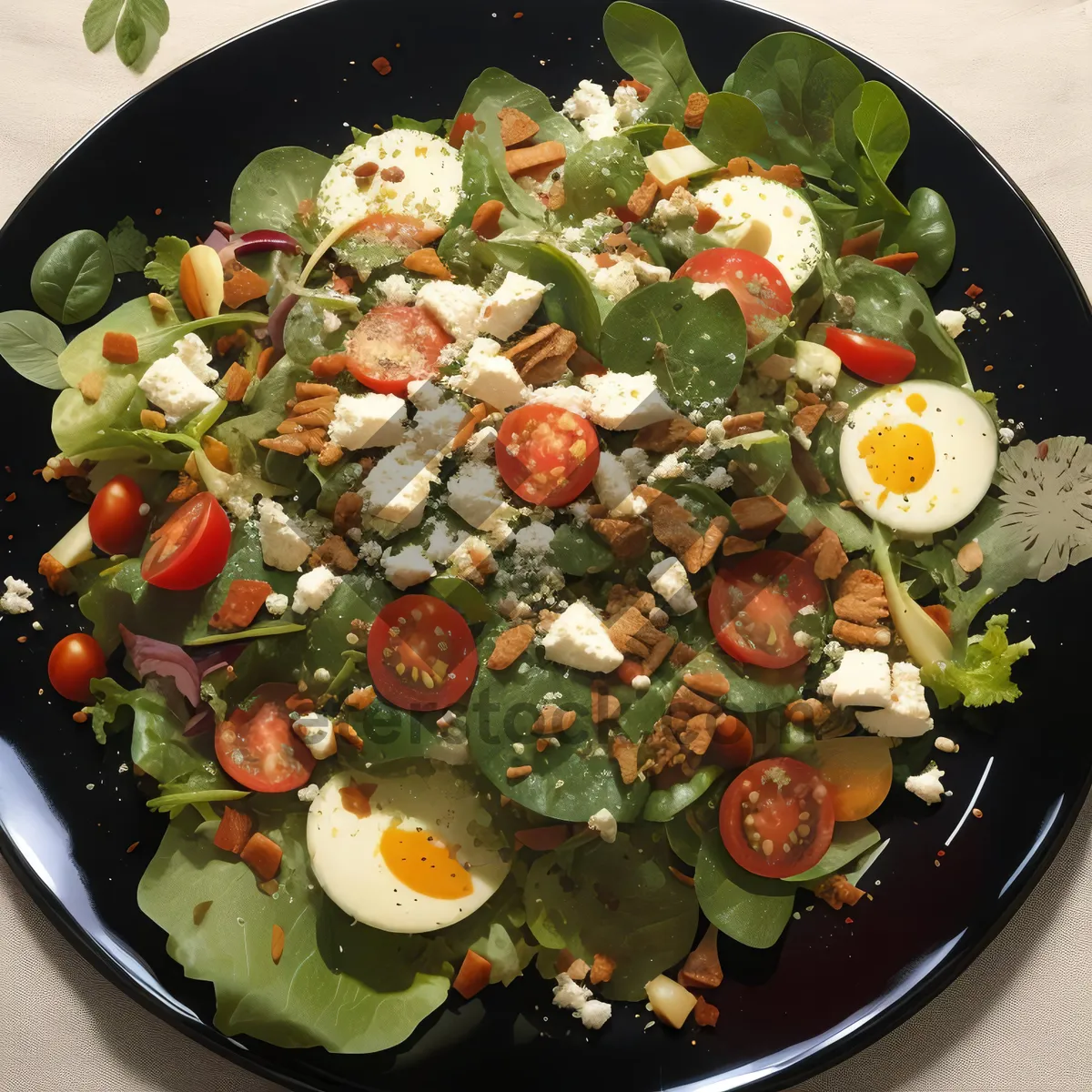 Picture of Healthy Garden Salad with Fresh Vegetables and Olive Oil