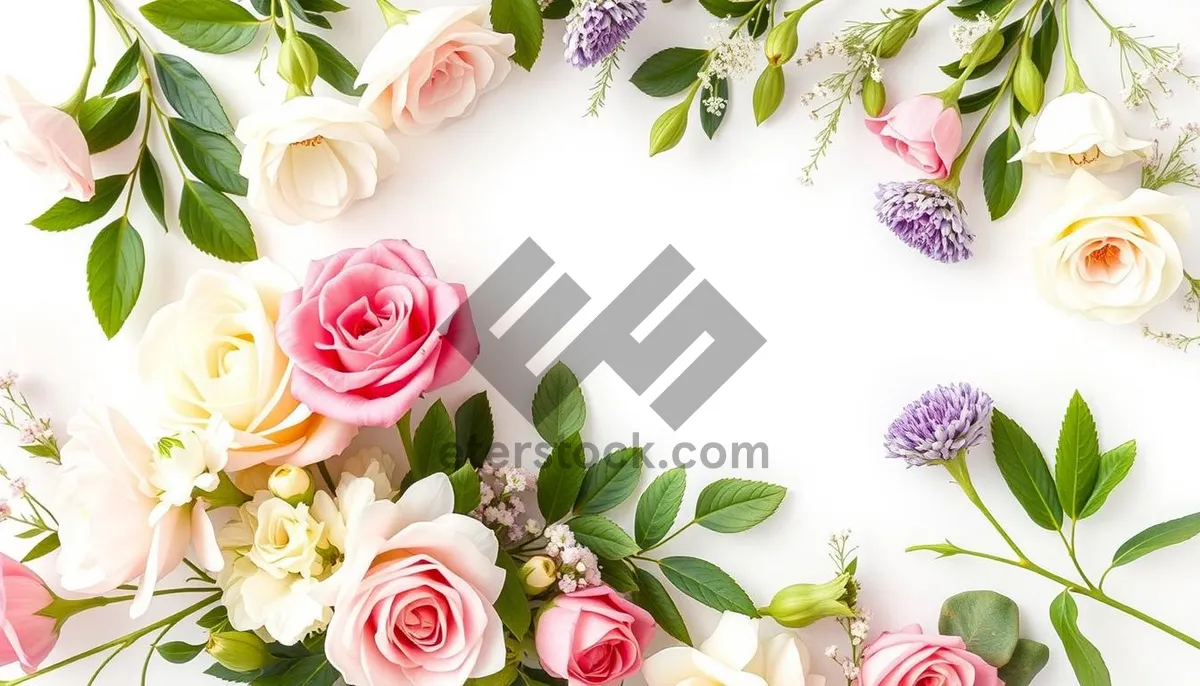 Picture of Vintage floral wallpaper with pink roses and swirls