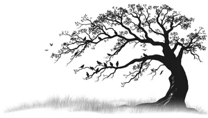 Black Oak Tree Silhouette Graphic Design Art