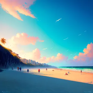 Vibrant Sunset Over Tropical Beach Paradise