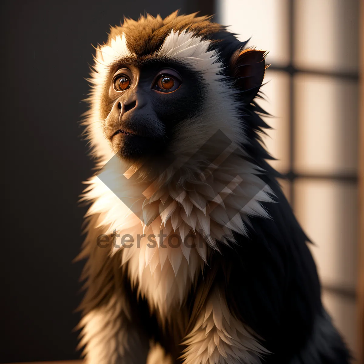 Picture of Wild Primate Portrait - Stunning Monkey with Piercing Black Eyes