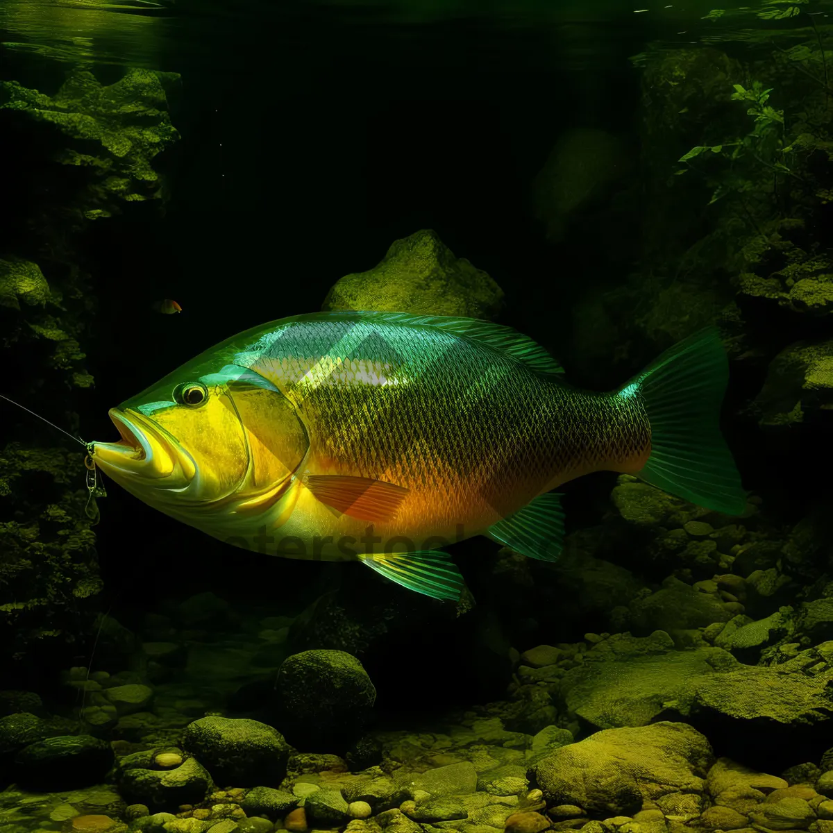 Picture of Colorful Tropical Fish Swimming in Exotic Reef Aquarium