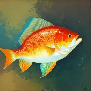 Golden Finned Swimming Carp in Aquarium