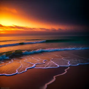 Golden Serenity: Sunset Reflections on a Beach