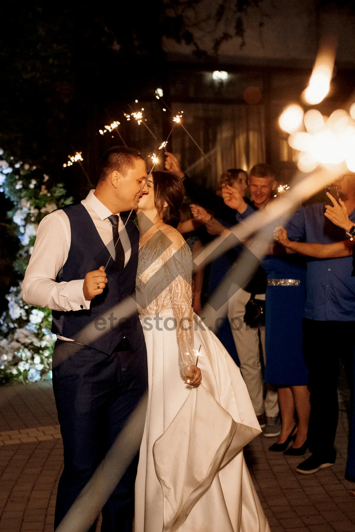 Picture of Stylish couple dancing at night club party