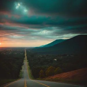 Sunset Drive on Scenic Highway through Rural Countryside