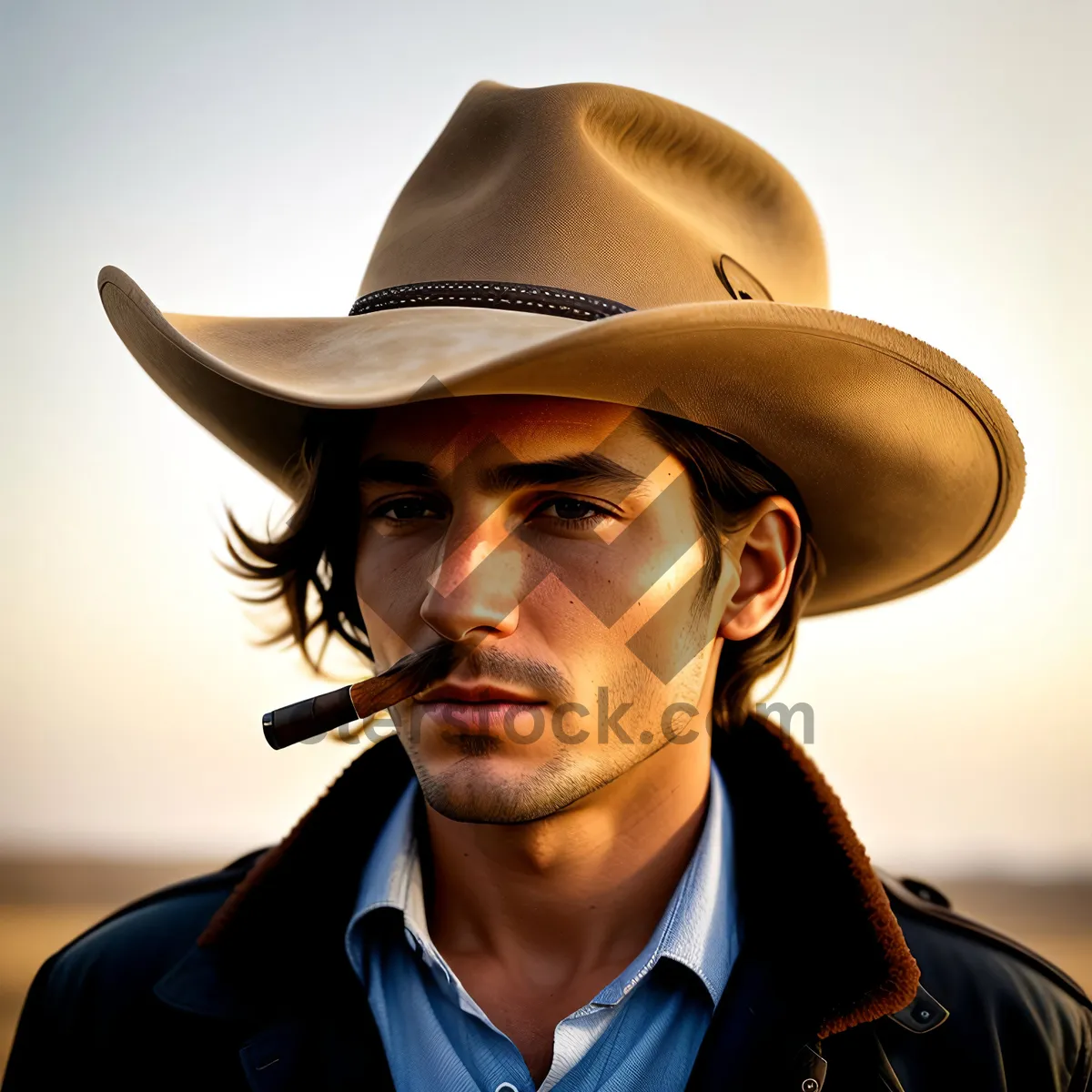 Picture of Smiling Cowboy Man in Western Hat