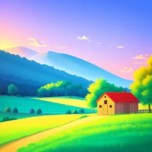 Summer Meadow Landscape with Clear Blue Sky