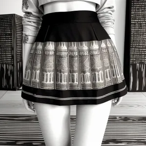 Fashionable Miniskirt: Attractive Model Posing in Studio.