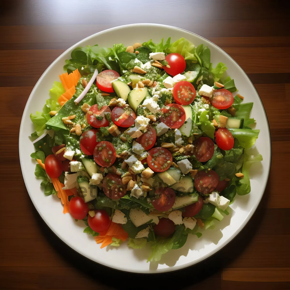 Picture of Fresh salad with kidney beans and olive oil dressing.