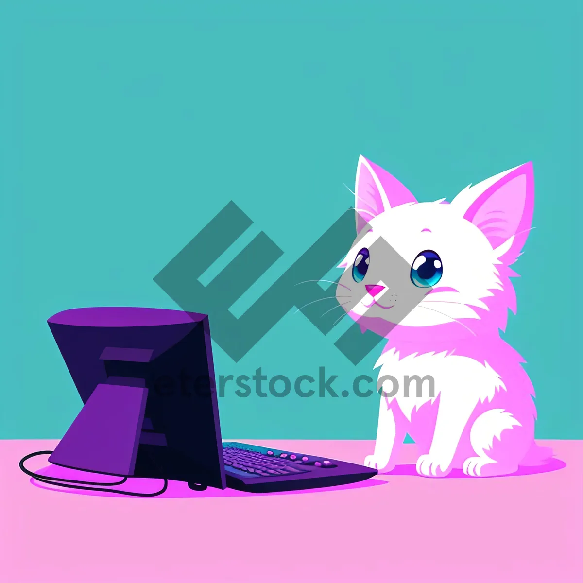 Picture of Cartoon Kitty: Cute Clip Art Drawing for Bookend Fun!