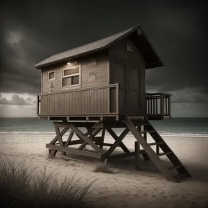 Tropical Sunset: Coastal Boathouse on the Water