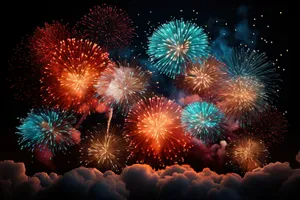 Dark sky fireworks display on Independence Day celebration