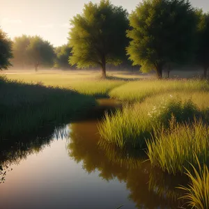 Golden Horizon: Tranquil Sunset Over Water