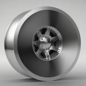 Shiny Metallic Car Wheel Icon with Rim