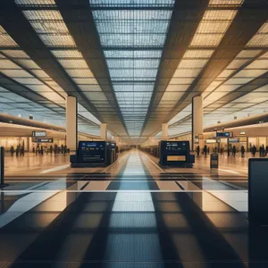 Urban Transit Hub with Modern Glass Corridor