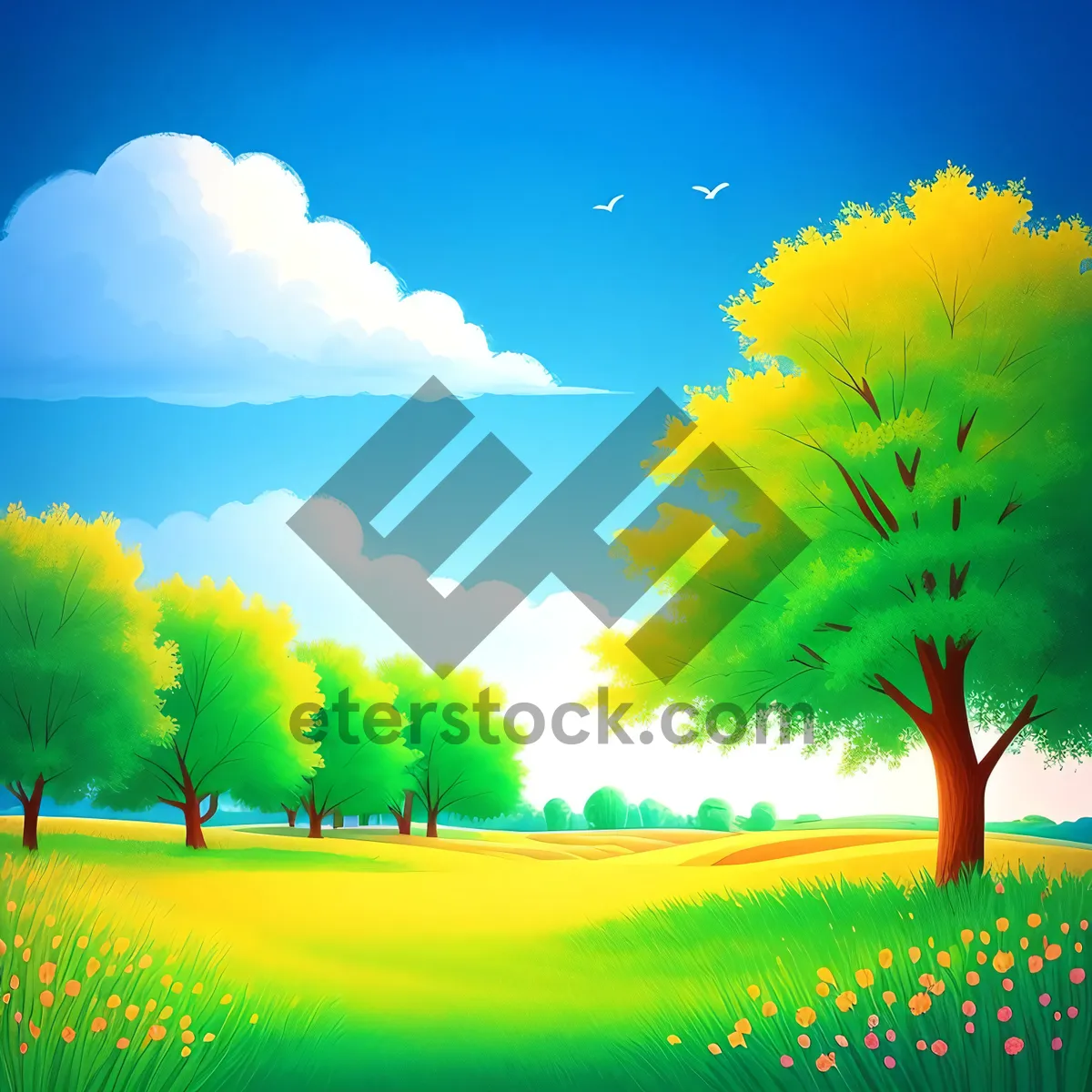 Picture of Vibrant summer meadow under a clear sky